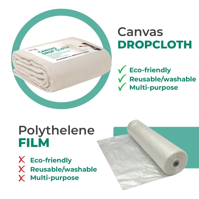 Alt view image 12 of 14 - Canvas Drop Cloth for Painting 9x6 feet Pack of 4-8oz Painters Drop Cloths for Painting - All Purpose Canvas Tarps for Floor & Furniture Protection - Recycled Cotton Fabric