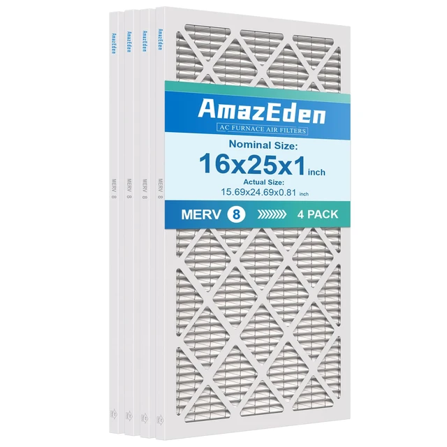 Alt view image 7 of 12 - 16x25x1 Air Filter 4 Pack MERV 8 Dust Defense MPR 600 FPR 5 HVAC AC Furnace Pleated Filters Replacement for Home Office (Actual Size: 15.69x24.69x0.81 Inches)