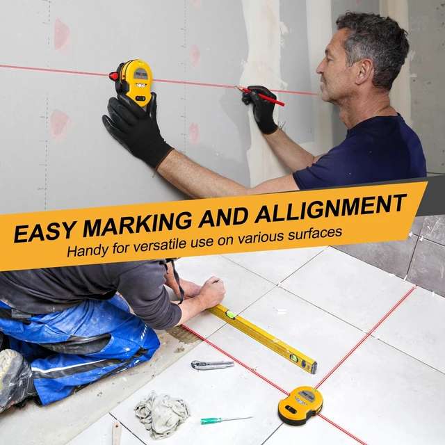 Alt view image 11 of 12 - Multi Surface Laser Level LED Light Vial, Cross Line Laser Horizontal & Vertical Lines, Wall Mount, 2 Pins, 10 Sticker, 2 AA Batteries for Hanging Frames & Picture, Wall Marking