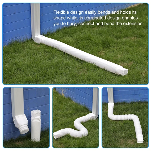 Alt view image 10 of 12 - 16.5ft Long Gutter Downspout Extensions Flexible, 4" Diameter Drain Downspout Extender, Down Spout Drain Extender for Rainwater Drainage, Extendable from 3.4ft to 16.5ft(1Pack, White)