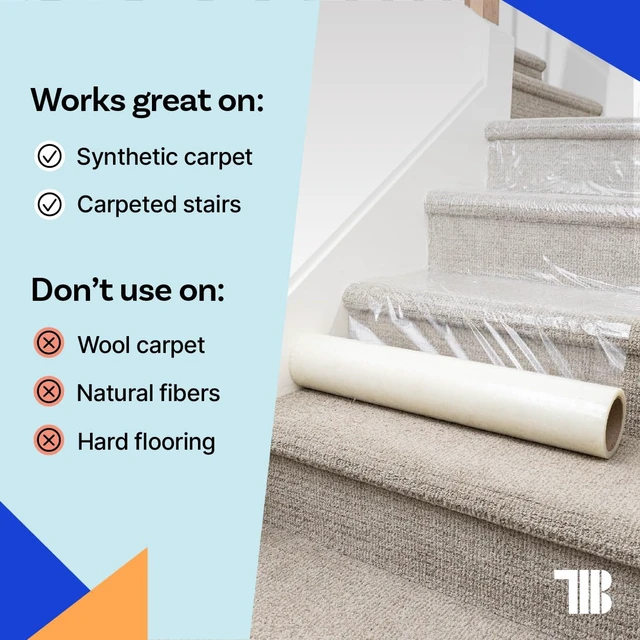 Alt view image 13 of 14 - Carpet Protection Film 36" x 200' roll, Self Adhesive Plastic Carpet Protector Film with Clean Removal & Easy Unwind, Durable Protection Tape to Shield Your Surface from Dirt and Spills