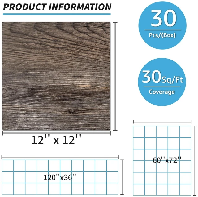 Alt view image 13 of 14 - 30-Pack Peel and Stick Vinyl Floor Planks, 12 x 12 in, Dark Brown Oak Premium Vinyl, Self-Adhesive, Waterproof, Wood Grain, Fade-Resistant, Scratch-Proof, Ideal for Kitchen, Dining Room, Bedrooms