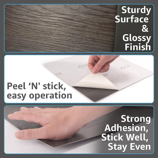 Alt view image 11 of 14 - 30-Pack Peel and Stick Vinyl Floor Planks, 12 x 12 in, Dark Brown Oak Premium Vinyl, Self-Adhesive, Waterproof, Wood Grain, Fade-Resistant, Scratch-Proof, Ideal for Kitchen, Dining Room, Bedrooms
