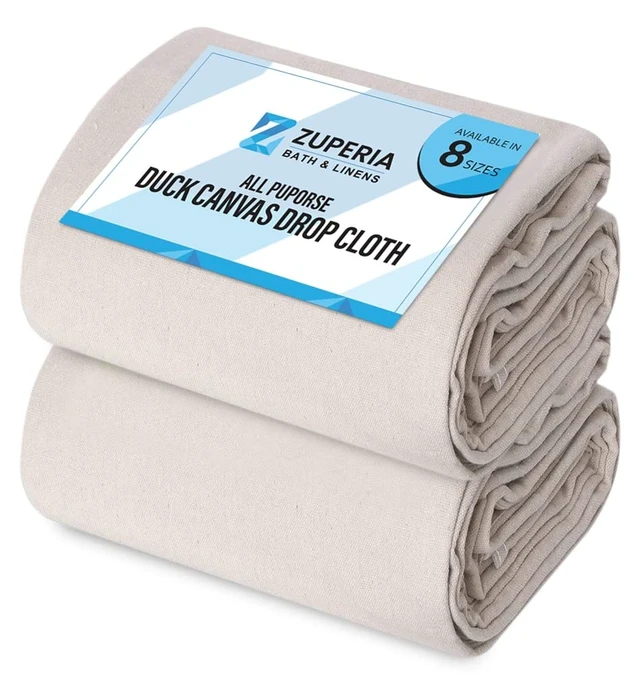 Alt view image 8 of 14 - Canvas Drop Cloth (Size 4 x 50 Feet - Pack of 2) - Pure Cotton Painters Drop Cloth for Painting, Furniture & Floor Protection - All Purpose Thick Canvas tarp with Double Stitched Edges