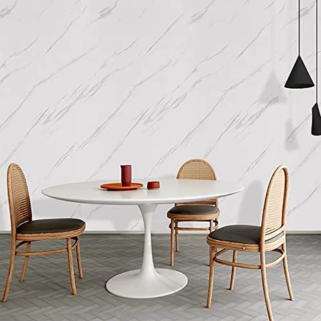 Alt view image 13 of 14 - Marble Contact Paper White Peel and Stick Wallpaper 23.6"×393" Glossy Marble Wallpaper Self Adhesive Removable Wallpapers Waterproof Countertop Paper for Cabinet Furniture Kitchen Vinyl