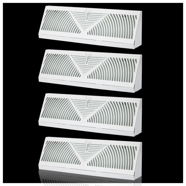 Alt view image 8 of 14 - 4Pack 15 inch Baseboard Register Vent for 15"Duct,Baseboard Diffusers Vent Steel Baseboard Diffuser,3 Way Maximum Air Flow,Smooth Adjust Lever,Wall Corner Base-Board Air Covers,15"Wx4.5"H x 2.75"Deep