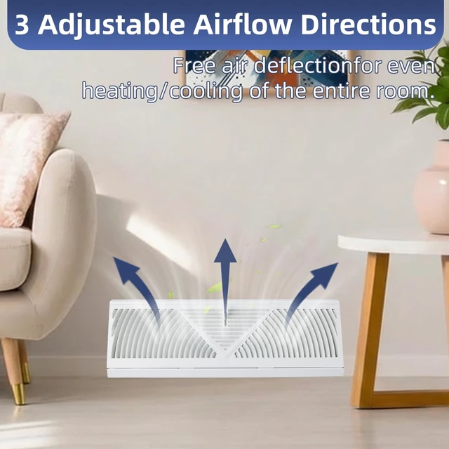 Alt view image 12 of 14 - 4Pack 15 inch Baseboard Register Vent for 15"Duct,Baseboard Diffusers Vent Steel Baseboard Diffuser,3 Way Maximum Air Flow,Smooth Adjust Lever,Wall Corner Base-Board Air Covers,15"Wx4.5"H x 2.75"Deep