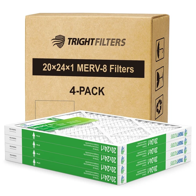 Alt view image 8 of 14 - 20x24x1 Air Filter 4 Pack, MERV 8 Pleated HVAC Furnace Filter Air Conditioner Filter Replacement Dust Defense Furnace AC Protection Durable Lightweight