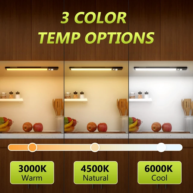 Alt view image 10 of 14 - 6-Pack 10" Wireless Under Cabinet Lights with Digital Display Rechargeable motion sensor lights with magnetic mounting, dimmable 52 LEDs and 3 color modes for kitchen, closet or shelf