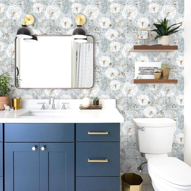 Alt view image 12 of 14 - Floral Wallpaper Peel and Stick Dandelion Contact Paper for Cabinet Dandelion Peel and Stick Wallpaper Floral Contact Paper 16.9"x393.7" Self Adhesive Removable Waterproof Drawers Decor Vinyl