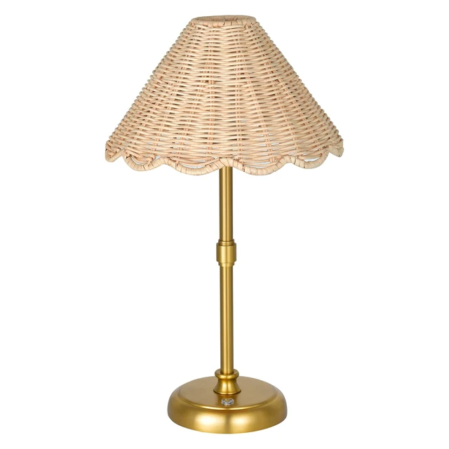Alt view image 8 of 14 - Cordless Boho Rattan Table lamp, 5200-mAh Rechargeable Battery, 3-level Brightness Dimmable, Build-in Integrated LED 320 Lumen Max, Rattan Shade, for Bedside Restaurant Resort Hotel Dining Table