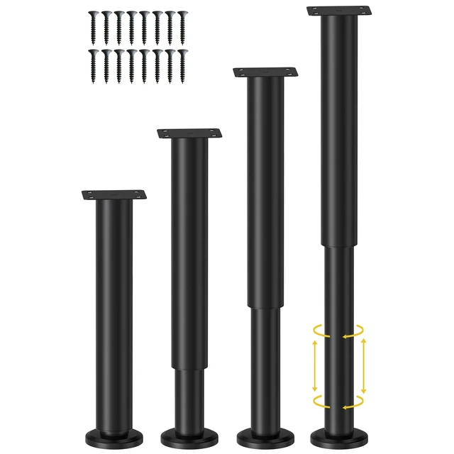 Alt view image 8 of 14 - 4 Pcs Adjustable Height Bed Support Legs for Bed Frame/Bed Center Slat, Metal Adjustable Furniture Legs 10-17 inch for Bed/Sofa/Cabinet/Couch/Dresser/Table,Heavy Duty Bed Replacement Legs
