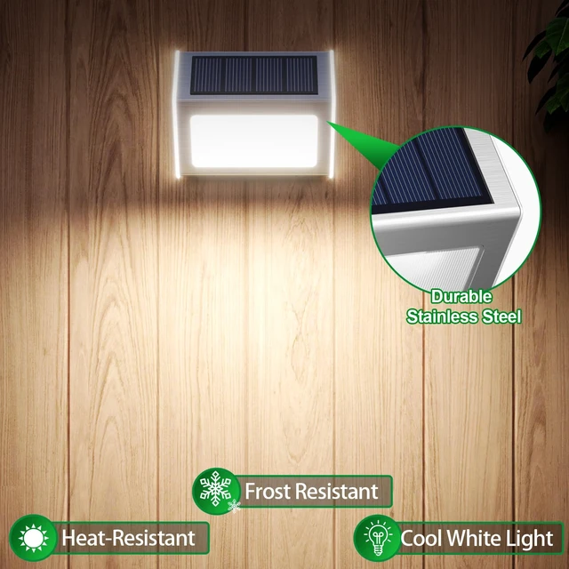Alt view image 14 of 14 - Solar Powered Lights Ideal for Step, Fence, Deck, Stair-Cool White-12P Stainless Steel, Waterproof, Automatic Dusk to Dawn, Anti-Rust, Energy Efficient, Perfect for house decor