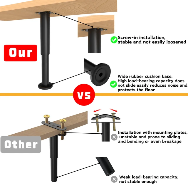 Alt view image 11 of 14 - 4 Pcs Adjustable Height Bed Support Legs for Bed Frame/Bed Center Slat, Metal Adjustable Furniture Legs 10-17 inch for Bed/Sofa/Cabinet/Couch/Dresser/Table,Heavy Duty Bed Replacement Legs