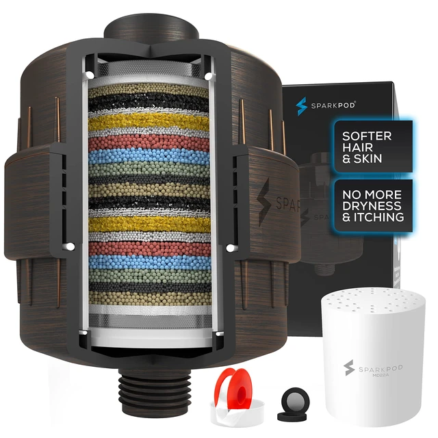Alt view image 8 of 14 - 23 Stage Shower Head Filter for Dry Hair and Skin - High Output Universal Shower Filters to Remove Toxic Chemicals, Chlorine & Heavy Metals (Vintage Oil-Rubbed Bronze)