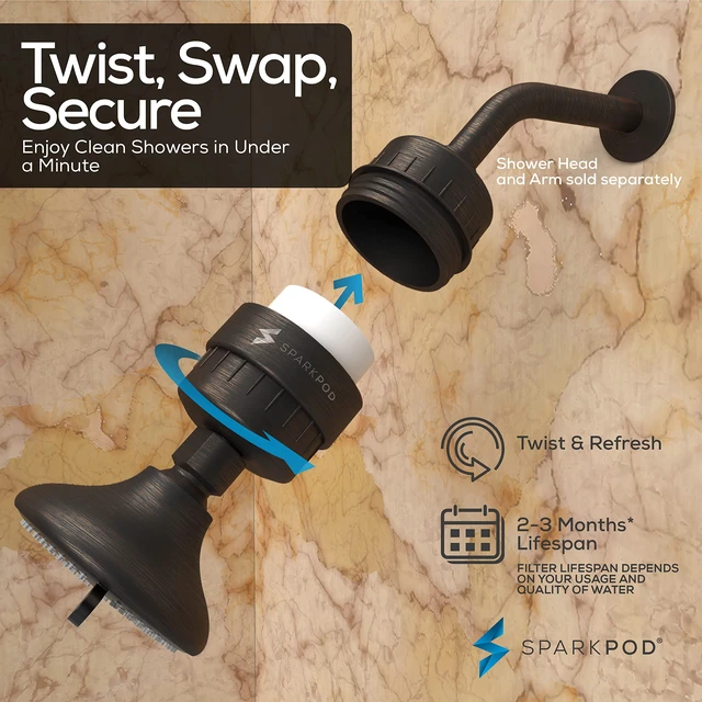 Alt view image 12 of 14 - 23 Stage Shower Head Filter for Dry Hair and Skin - High Output Universal Shower Filters to Remove Toxic Chemicals, Chlorine & Heavy Metals (Vintage Oil-Rubbed Bronze)