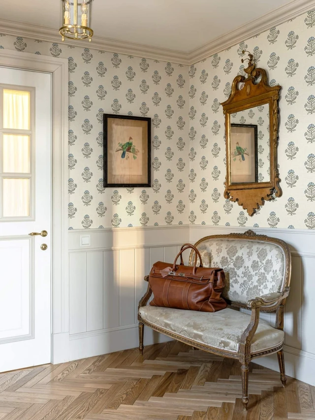 Alt view image 11 of 14 - Blue Floral Wallpaper Cottage Peel and Stick Wallpaper 17.3''x393'' Faux Linen Texture Contact Paper for Cabinets Removable Self-Adhesive Wall Paper for Bedroom Kitchen Renter Friendly Vinyl