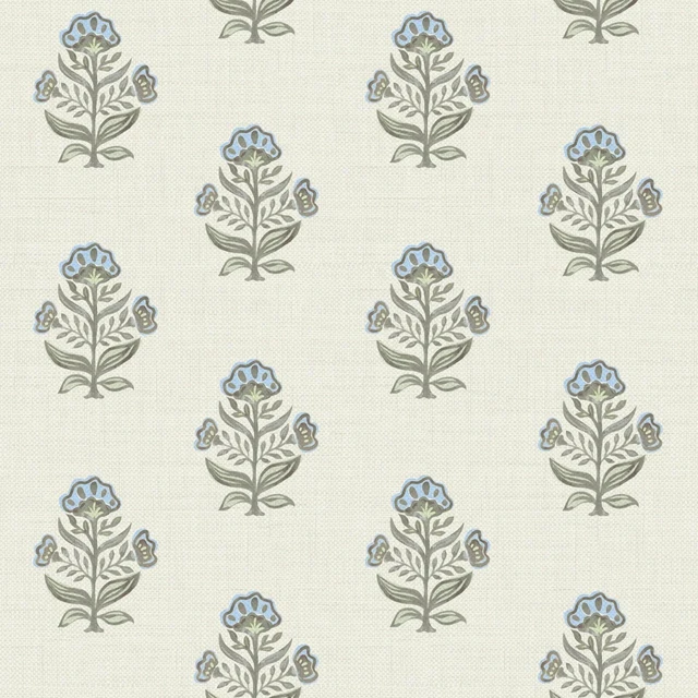 Alt view image 8 of 14 - Blue Floral Wallpaper Cottage Peel and Stick Wallpaper 17.3''x393'' Faux Linen Texture Contact Paper for Cabinets Removable Self-Adhesive Wall Paper for Bedroom Kitchen Renter Friendly Vinyl