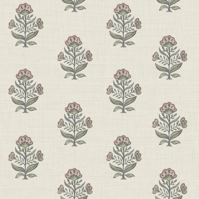 Alt view image 8 of 14 - Pink Floral Wallpaper Cottage Peel and Stick Wallpaper 17.3''x393'' Faux Linen Texture Contact Paper for Cabinets Removable Self-Adhesive Wall Paper for Bedroom Kitchen Renter Friendly Vinyl