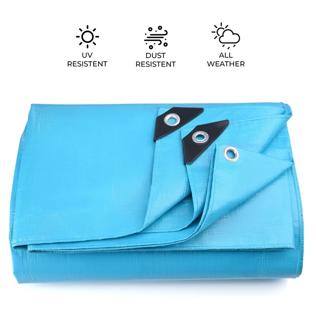 Alt view image 10 of 14 - Tarps Heavy Duty Waterproof 16x20 ft, 12 mil Thick Tarp Cover with Grommets UV-resistant, Rip & Tear Proof Blue Large Poly Tarp with Metal Grommets for Camping, Tents, Boats, RVs, Cars and Pool Cover