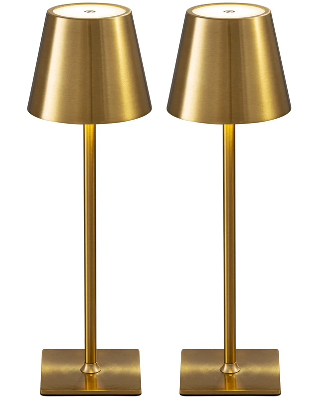 Alt view image 8 of 14 - 2 Pack Cordless Gold Table Lamps, Rechargeable Portable LED Desk Lamps 4000mAh Battery Operated 3 Color Stepless Dimming Up for Restaurant, Bedroom, Outdoor Party, Camping, Coffee Shop, Nightlight
