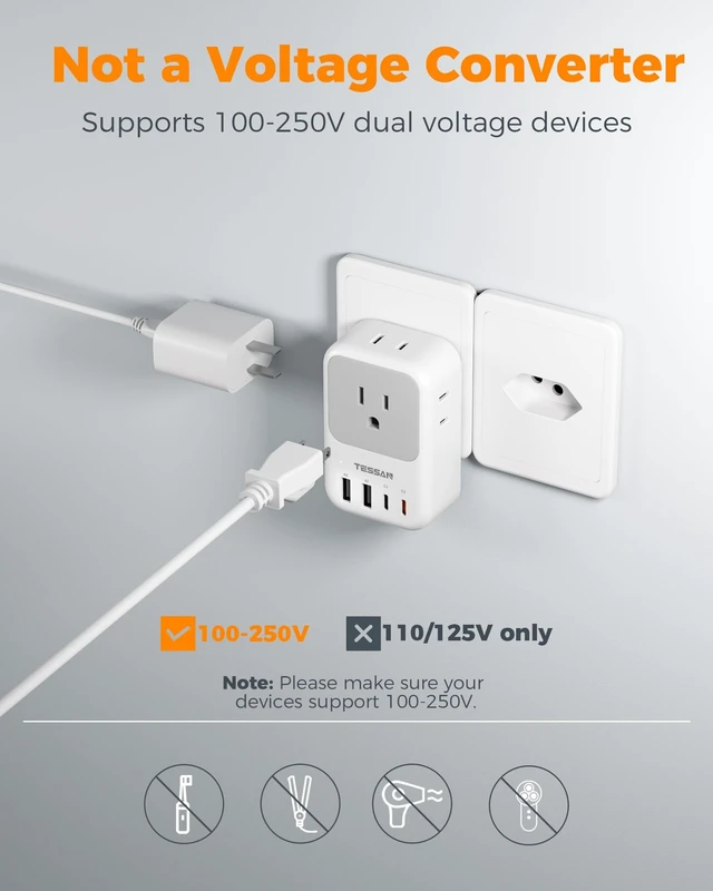 Alt view image 12 of 14 - Switzerland Travel Plug Adapter 2 Pack, PD 20W Type J Adapter 4 AC Outlets, 4 USB Ports (2 USB C), Swiss Plug Adapter, US to Rwanda Jordan Liechtenstein Madagascar