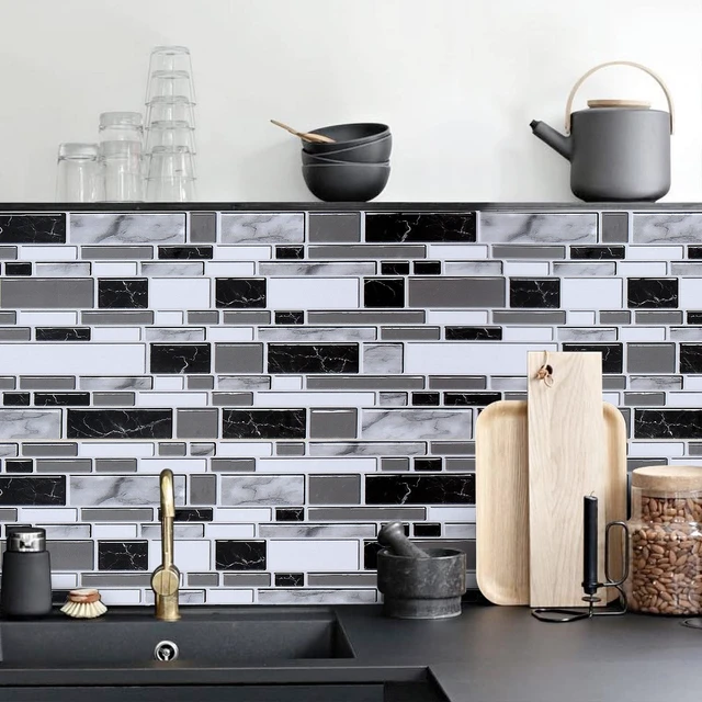 Alt view image 8 of 14 - Peel and Stick Backsplash Wallpaper Kitchen Backsplash Wallpaper 17.7inch x 393.7inch Tile Contact Paper Kitchen Peel and Stick Countertops Waterproof Contact Paper for Bathroom Tile Vinyl