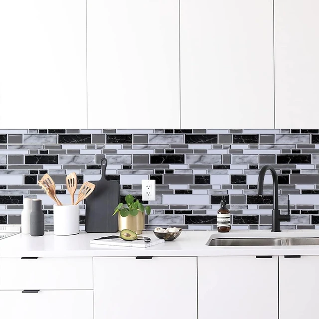 Alt view image 12 of 14 - Peel and Stick Backsplash Wallpaper Kitchen Backsplash Wallpaper 17.7inch x 393.7inch Tile Contact Paper Kitchen Peel and Stick Countertops Waterproof Contact Paper for Bathroom Tile Vinyl