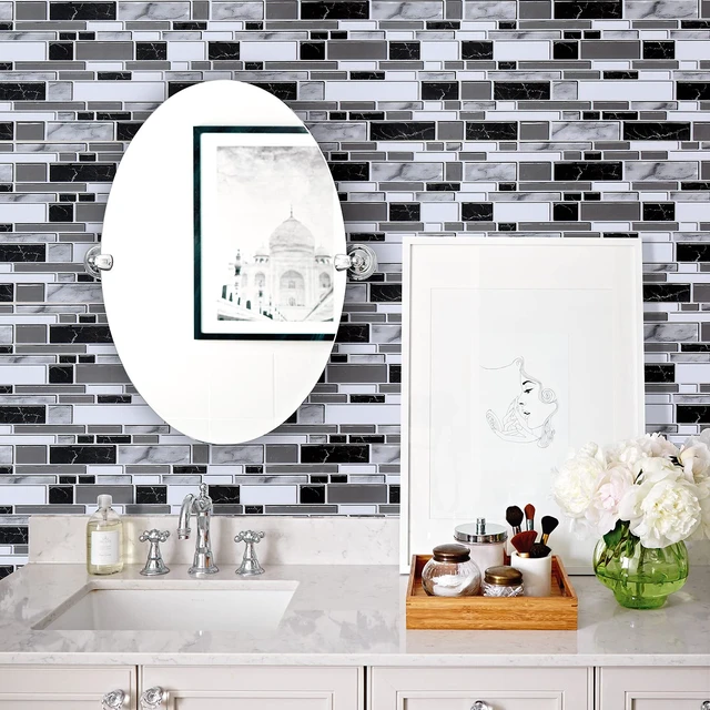 Alt view image 9 of 14 - Peel and Stick Backsplash Wallpaper Kitchen Backsplash Wallpaper 17.7inch x 393.7inch Tile Contact Paper Kitchen Peel and Stick Countertops Waterproof Contact Paper for Bathroom Tile Vinyl