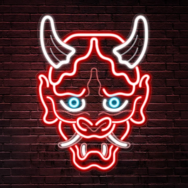 Alt view image 8 of 14 - Hannya Mask Neon Sign, Anime Japanese Neon Sign for Gamer Room Bar Tattoo Studio Decor | LED Oni Mask Neon Light for Bedroom Boys, Gaming Wall decor - Best Gamer Gifts for Teenage Boys, Christmas