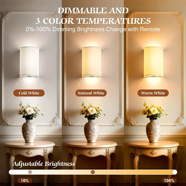 Alt view image 9 of 14 - Wall Sconces Battery Operated Wireless Wall Sconces Set of Two Battery Operated Magnetic Lamp Rechargeable Lights Dimmable with 16 RGB Walls Decor with Remote Timer for Bedroom Living Room