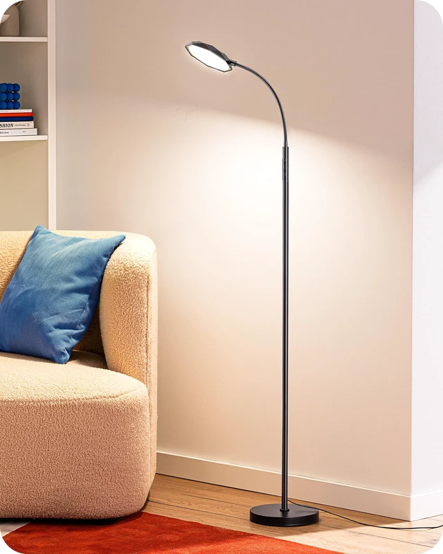 Alt view image 8 of 14 - LED Floor Lamp 1300LM Super Bright Reading Floor Lamps Black Dimmable, 4CCT, Remote & Touch Control, Adjustable Gooseneck, Dual Timer Design, for Bedroom, Living Room, Office