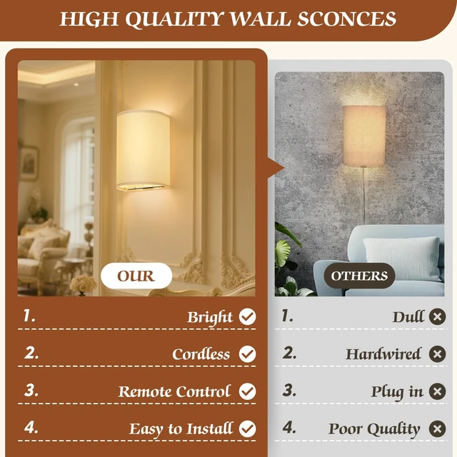 Alt view image 13 of 14 - Wall Sconces Battery Operated Wireless Wall Sconces Set of Two Battery Operated Magnetic Lamp Rechargeable Lights Dimmable with 16 RGB Walls Decor with Remote Timer for Bedroom Living Room