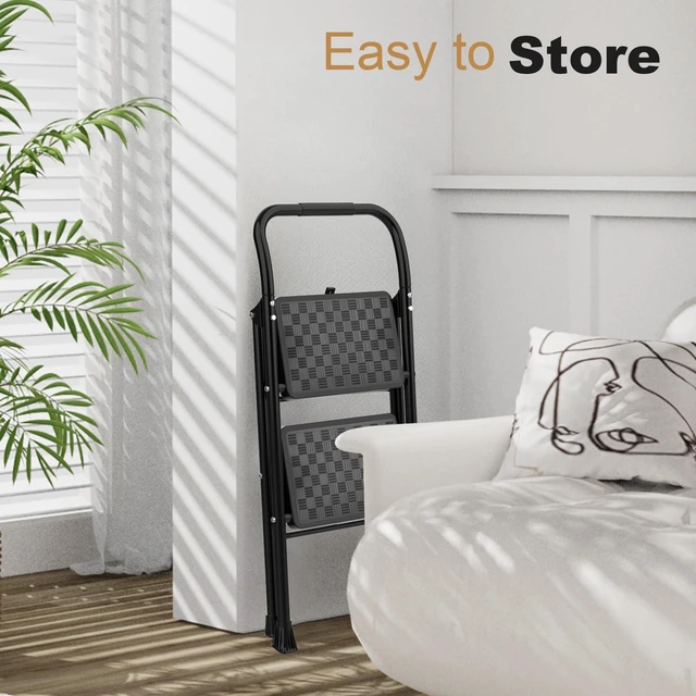 Alt view image 12 of 14 - 2 Step Ladder, Step Stool for Adults 2 Step Ladder Folding Step Stool with Wide Pedal Ergonomic Design