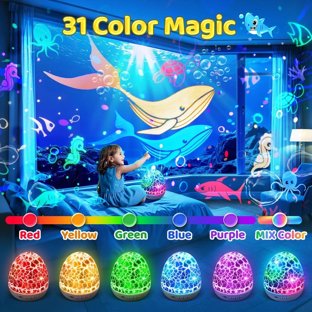 Alt view image 9 of 14 - Ocean Baby Night Light Projector Sensory Toys for 1,2,3,4,5 year old Boys 31 Colors Kids Toys 15 White Noise Sound machine for Sleep Toddlers Kids 1,2,3,4,5 Year Old Gifts Boy