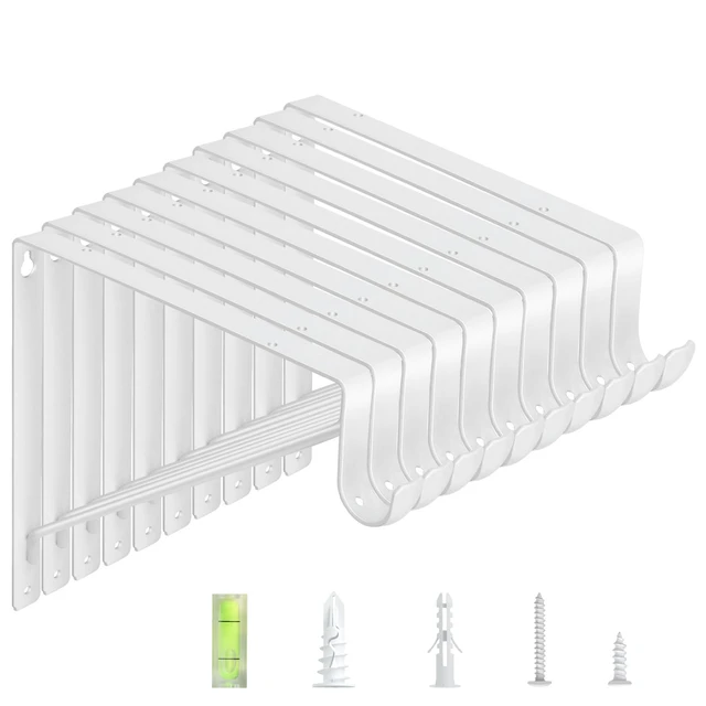 Alt view image 8 of 14 - 10-Pack Closet Rod Bracket, 10.8x10.8Inch Closet Shelf Brackets Heavy Duty Wall Mounted, Matte White Steel Closet Rod Support Brackets Holder, 300 Lbs Load Capacity with Anchors Screws