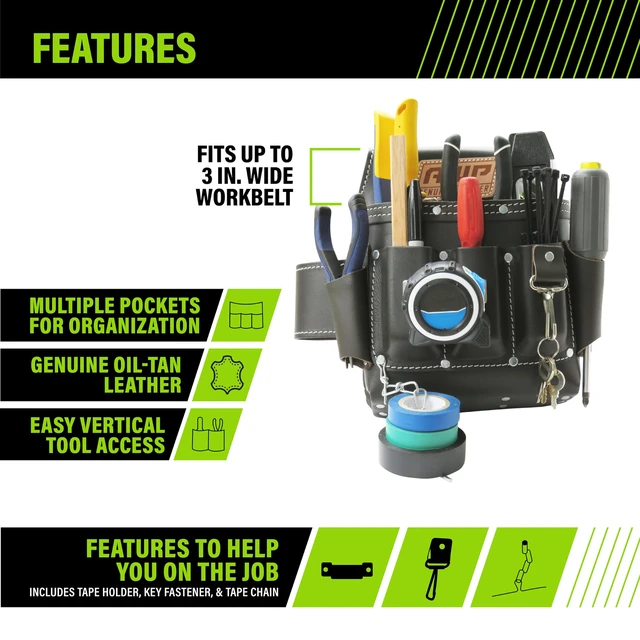 Alt view image 8 of 12 - Tool Pouch, Electrician Tool Pouch, Premium, Professional Multi-Pocket Organizer