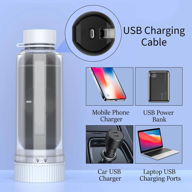 Alt view image 11 of 14 - Portable Bidet for Travel, Rechargeable Waterproof Sprayer, White Portable Rechargeable Travel Bidet Sprayer Fits Various Water Bottles, Waterproof High Pressure Handheld for Personal Hygiene