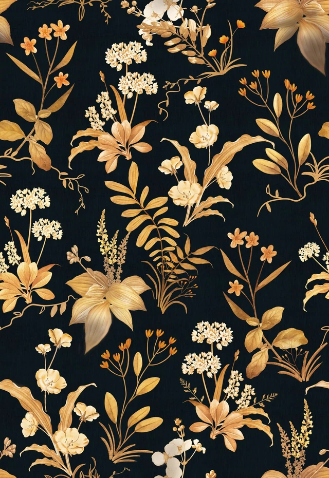 Alt view image 13 of 14 - Vintage Floral Peel and Stick Wallpaper 17.3" x 480" Black Gold Botanical Contact Paper, Removable Wall Paper, Renter Friendly, for Cabinets, Furniture, DIY Decor