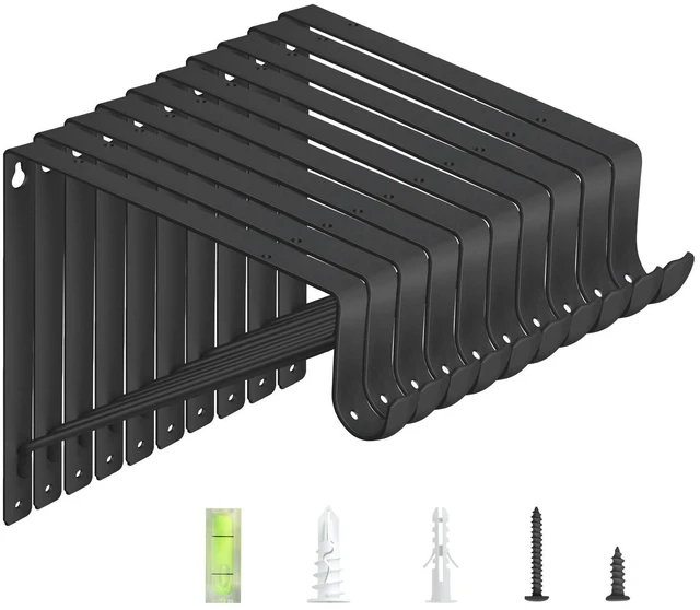 Alt view image 8 of 14 - 10-Pack Closet Rod Bracket, 10.8x10.8Inch Closet Shelf Brackets Heavy Duty Wall Mounted, Matte Black Steel Closet Rod Support Brackets Holder, 300 Lbs Load Capacity with Anchors Screws