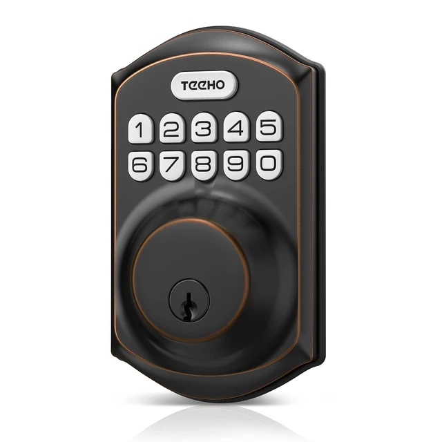 Alt view image 8 of 14 - TE001 Keyless Entry Deadbolt with Keypad for Front Door, Bronze ANSI Grade 3 Security, 20 User Codes, Low Battery Alert, IP54 Waterproof, One Touch Lock, Anti-Peep Password & 2 Backup Keys
