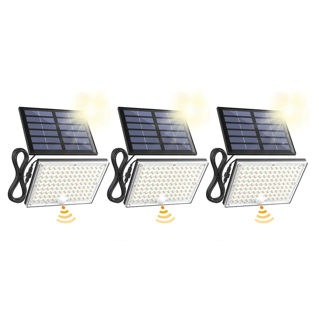 Alt view image 7 of 12 - Solar Outside Lights with 113 Bright LEDs 7000K with 16ft Cable 3 Pack, 3 Modes Motion Sensor Outdoor Flood Lights Dusk to Dawn, IP65 Waterproof, Security for Garden Barn Porch Patio