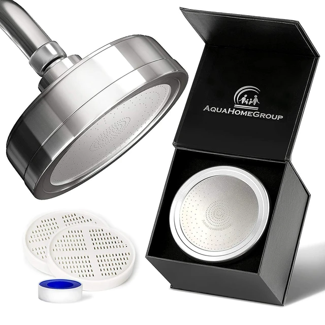 Alt view image 8 of 14 - Filtered Shower Head, Chrome, 2-Stage, 2.5 GPM, 2 Cartridges 2-stage filtration with Vitamin C & E reduces chlorine. Wall-mounted, chrome design delivers a high-pressure rain effect