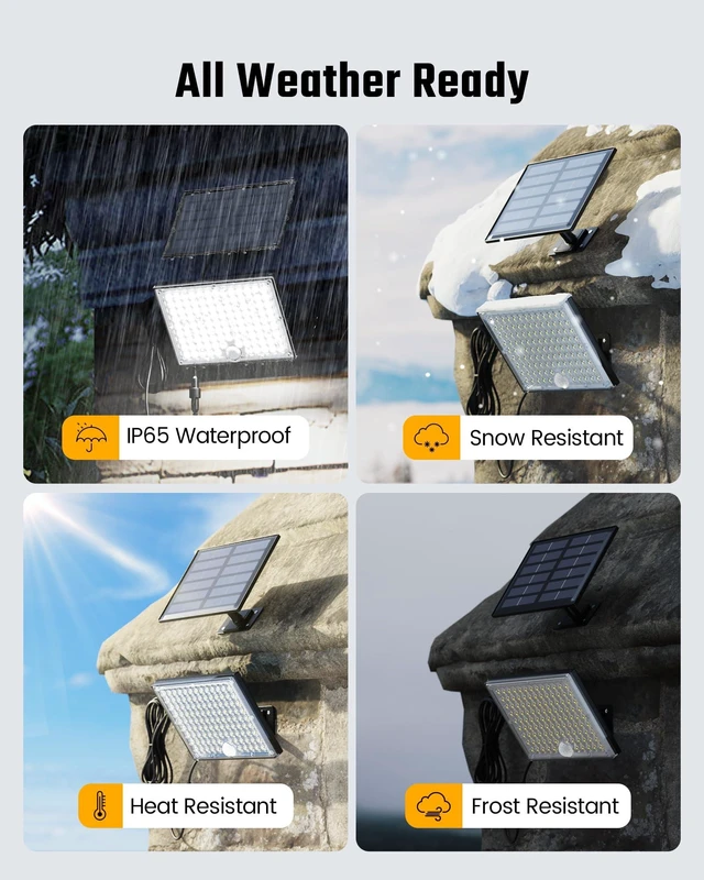 Alt view image 11 of 12 - Solar Outside Lights with 113 Bright LEDs 7000K with 16ft Cable 3 Pack, 3 Modes Motion Sensor Outdoor Flood Lights Dusk to Dawn, IP65 Waterproof, Security for Garden Barn Porch Patio