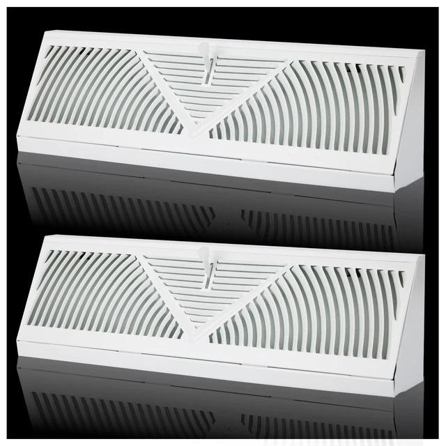 Alt view image 8 of 14 - 2PK 18 inch Baseboard Register Vent for 18"Duct,Baseboard Vent Cover Steel Baseboard Diffuser,3 Way Maximum Air Flow,Smooth Adjust Lever,Wall Corner Base-Board Air Covers,18"Wx4.5"H x 2.75"Deep