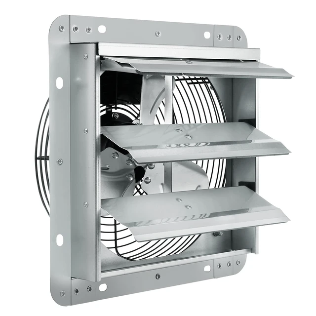 Alt view image 8 of 14 - 10'' Shutter Exhaust Fan, High-speed 820 CFM, Aluminum Wall Mount Attic Fan with AC-motor, Ventilation and Cooling for Greenhouses, Garages, Sheds, Shops, FCC