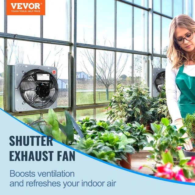 Alt view image 9 of 14 - 10'' Shutter Exhaust Fan, High-speed 820 CFM, Aluminum Wall Mount Attic Fan with AC-motor, Ventilation and Cooling for Greenhouses, Garages, Sheds, Shops, FCC