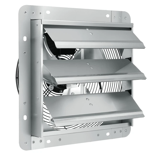 Alt view image 8 of 14 - 12 Inch Shutter Exhaust Fan Wall Mounted 1347 CFM Automatic Louvers, Sturdy Steel Housing, Low Noise, AC Motor, Ventilation and Cooling for Attic, Garage, Barn, Greenhouse, Workshop, Silver