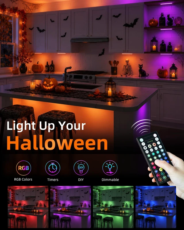 Alt view image 11 of 14 - 80RGB Color Changing Under Cabinet Lighting, Led Shelf Lights Wireless, Rechageable, Magnetic, Remote Control, Color Changing, Diammble, DIY Mode, 1800mAh Battery, Memory Function