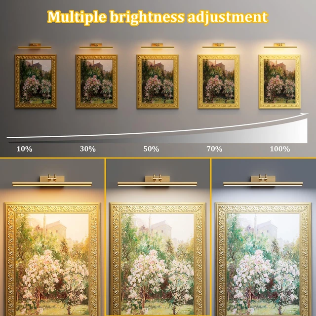 Alt view image 11 of 12 - Battery Operated Wall Light, Set of 2, Gold, RF Remote Control 13.8'' 4000mAh Cordless,Gold Wall Light, Magnetic for Easy to Charge,Timers, Display for Gallery Living Room Bedroom